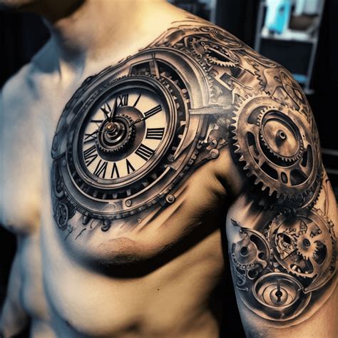 clock tattoo on chest|clock tattoos for men.